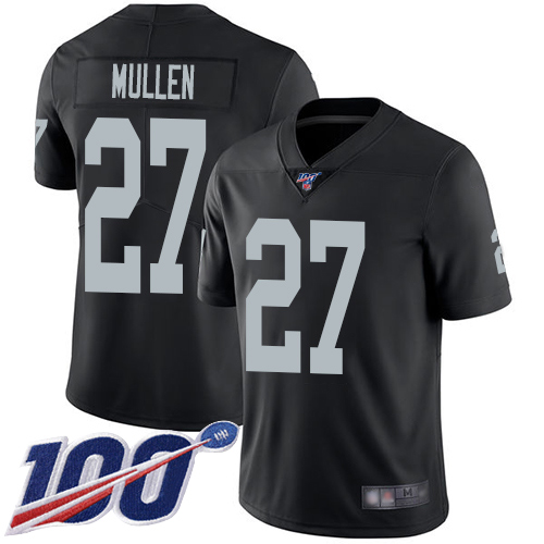 Men Oakland Raiders Limited Black Trayvon Mullen Home Jersey NFL Football 27 100th Season Vapor Jersey